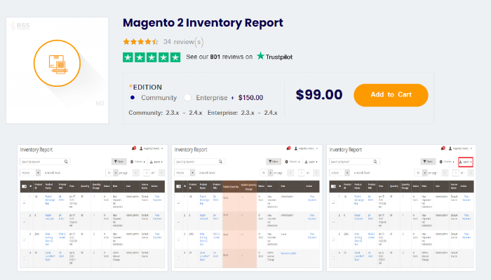 bss magento 2 库存报告