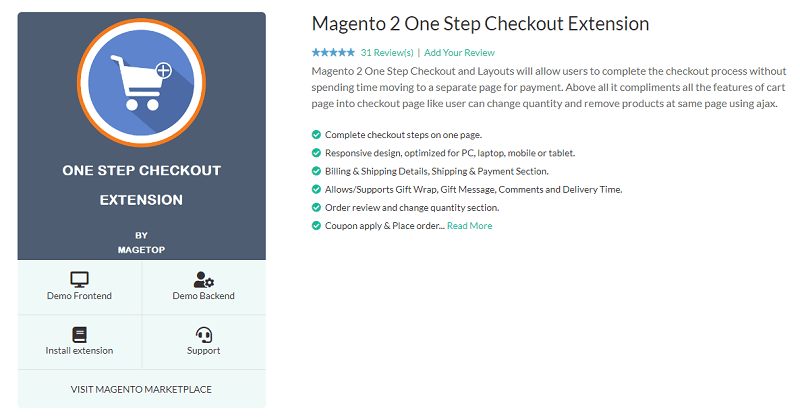 Extension de paiement en une étape Magetop-Magento2