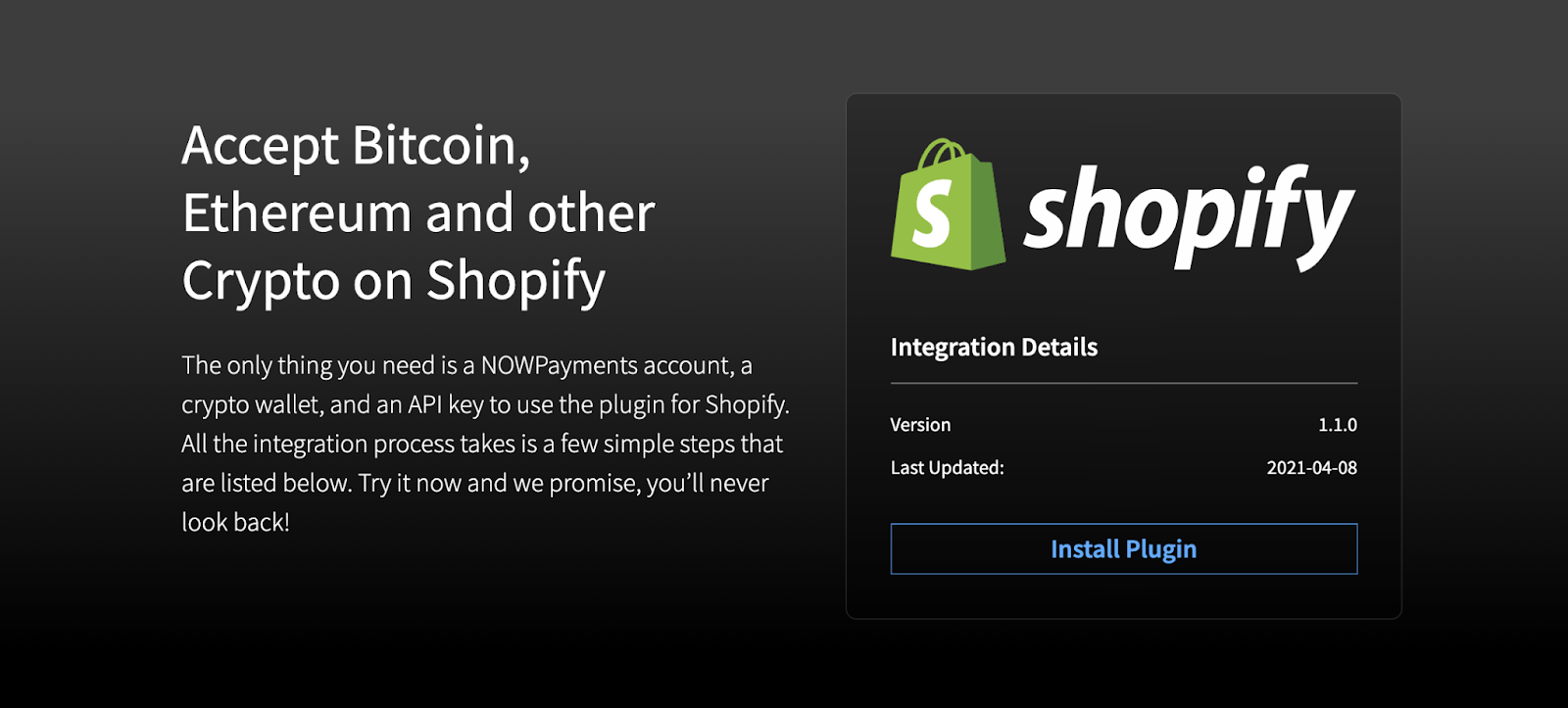 Pembayaran kripto Shopify