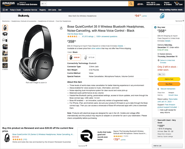 Bose Amazon Produktseite