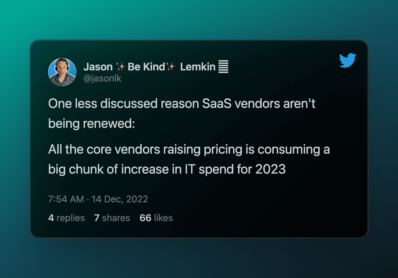 Jason Lemkin 氏による SaaS チャーン ドライバー: IT 全体での値上げ