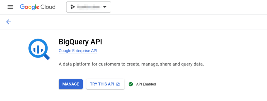 BigQuery-API ist aktiviert