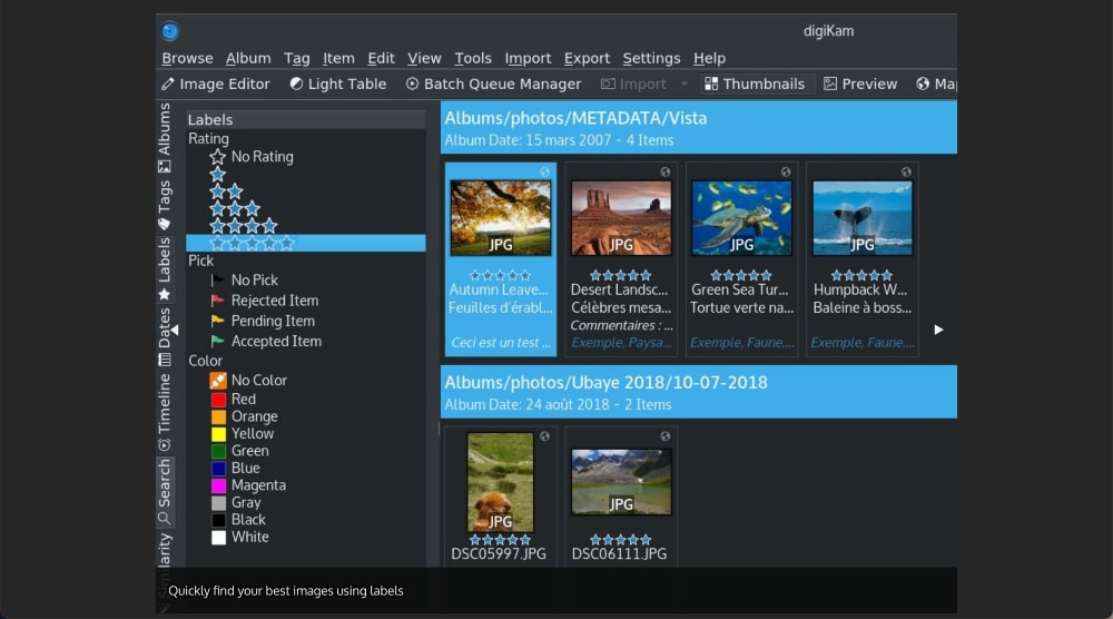 Gestionnaire de photos open source Digikam