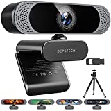 Webcam 4K, DEPSTECH DW49 HD 8MP Sony Sensor Autofocus Webcam avec microphone, cache de confidentialité et trépied, Plug and Play USB Computer Web Camera pour Pro Streaming/Enseignement en ligne/Appels vidéo/Zoom/Skype