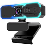 Webcam de streaming 1080P 60FPS, caméra de streaming avec microphone et lumière de remplissage, mise au point automatique, fonctionne avec Zoom/YouTube/Winsdow/Mac OS/ordinateur portable/MacBook/PC