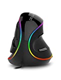 Souris ergonomique DeLUX, grande souris verticale RVB filaire avec 6 boutons, repose-poignet amovible, 4000 DPI et logiciel intégré réduisant la fatigue de la main, pour canal carpien (M618Plus RGB-noir)