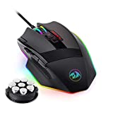 Souris de jeu Redragon M801 LED RVB rétroéclairé MMO 9 boutons programmables avec boutons latéraux d'enregistrement macro Bouton de tir rapide 16000 DPI pour Windows PC Gamer (filaire, noir)