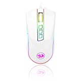 Souris de jeu Redragon M711 Cobra avec 16,8 millions de couleurs RVB rétroéclairées, 10 000 DPI réglables, prise en main confortable, 7 boutons programmables, blanc