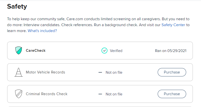 vérification des antécédents de sécurité de care.com