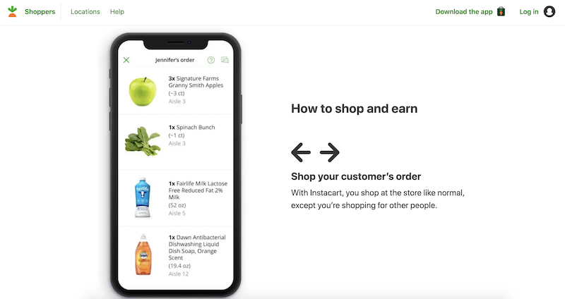 Instacart 工作頁面