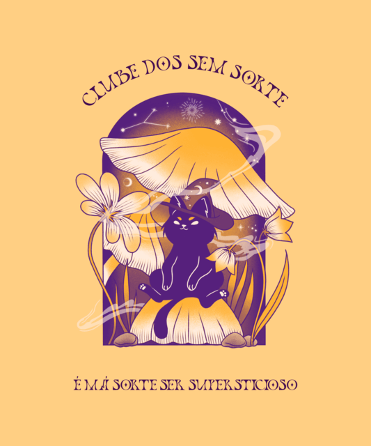 T-Shirt Design Maker mit einer Illustration einer Katze in einer Fantasy-Umgebung 4043c