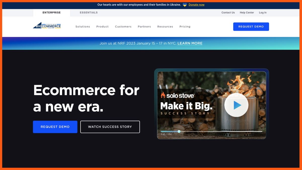 Página de inicio de Bigcommerce