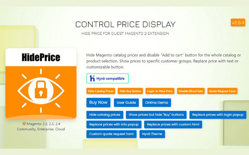 Visualización de precios de control por MageMe