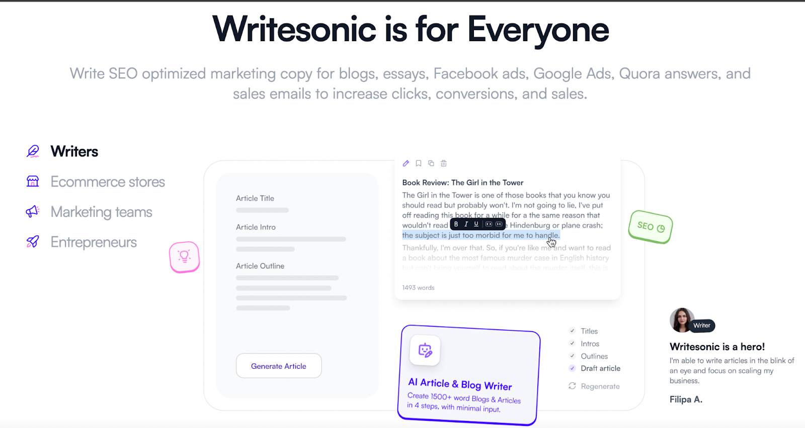 Writesonic - Meilleurs outils de rédaction