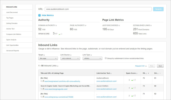 Moz Open Site Explorer