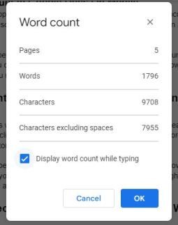 Verwenden Sie das Word Count Tool, um die Wortanzahl in Google Docs zu überprüfen