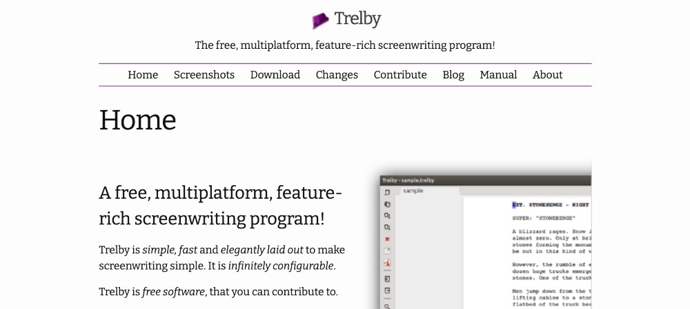 Logiciel gratuit Trelby pour la scénarisation