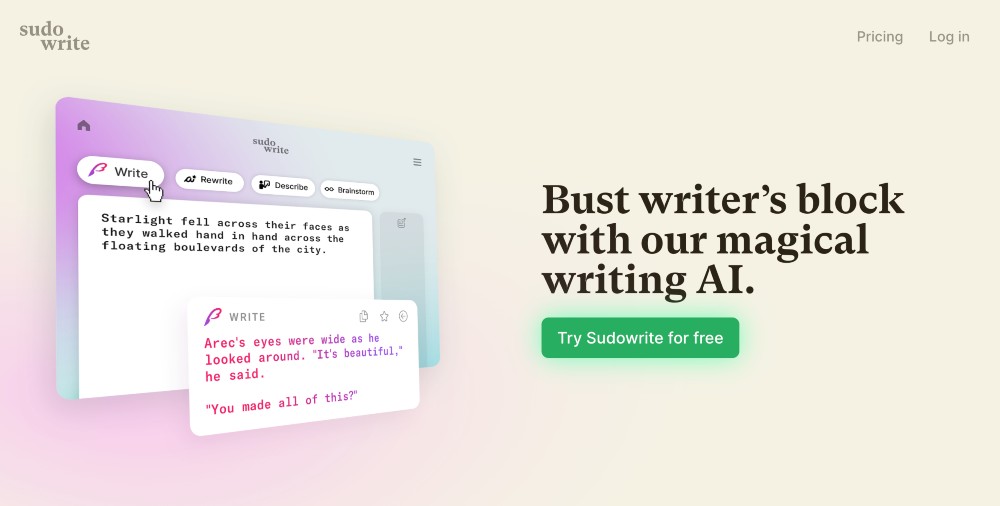 Assistant d'écriture Sudowrite AI