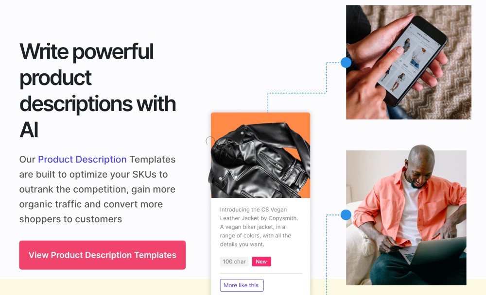 Fonctionnalité de description du produit Copysmith ai
