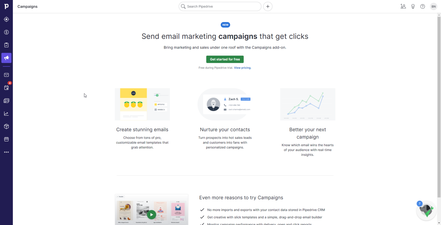 Modulul de campanie de marketing prin e-mail al Pipedrive