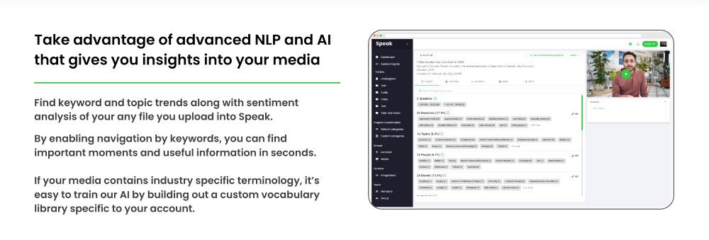 Fonctionnalité d'analyse SpeakAI