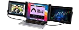 Vodzsla Dreifacher tragbarer Monitor für Laptop 11,6 Zoll Full HD IPS Laptop Bildschirmverlängerung mit HDMI/USB/Typ-C Plug and Play Tragbarer Laptop Monitor Extender für 13,3-16 Zoll Fenster/Chrome/Mac Laptop