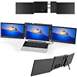 BQAA Dreifacher tragbarer Monitor für Laptop, （Unterstützt M1 MacBook P2 PRO 13,3-Zoll-Laptop-Bildschirmverlängerung, drehbares mobiles FHD 1080P IPS-Display Typ C/PD/TF für Windows Mac 13,3-16,5-Zoll-Notebook-Computer