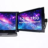 Trio tragbarer Monitor für Laptop, 12,5-Zoll-Full-HD-IPS-Display, für zweifachen dreifachen Laptop-Monitorbildschirm, beidseitig verschiebbar, USB A/Typ-C-Plug-and-Play-Monitor für 13- bis 17-Zoll-Laptops (1x 12,5-Monitor)