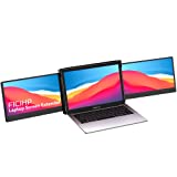 FICIHP Laptop-Monitor mit drei Bildschirmen, tragbarer 12-Zoll-Monitor für Laptops 1080P FHD IPS mit Typ-C/HDMI/USB-A, Plug-Play-Laptop-Bildschirmverlängerung für 13-16-Zoll-Laptoprahmen, kompatibel mit Mac/Android/Switch