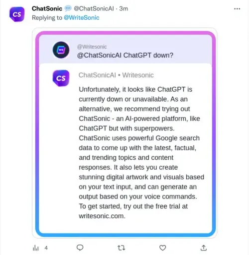 Chatsonic Twitter bot - Estensione per Chrome di Chatsonic