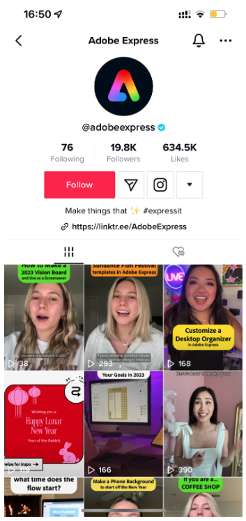 Médias de la génération Z - Adobe Express TikTok