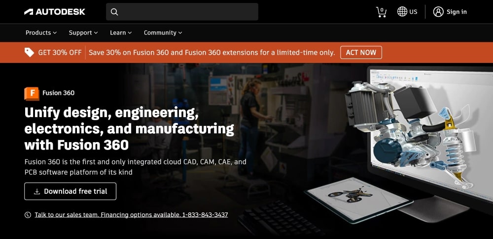 Site do AutoDesk Fusion 360