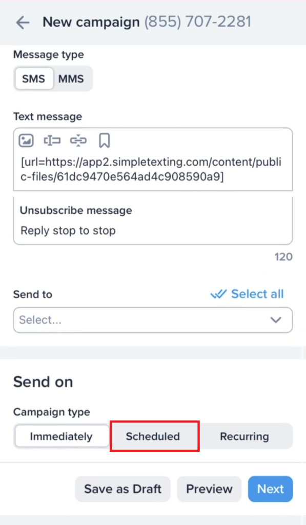 Créer et programmer une campagne sur l'application mobile SimpleTexting