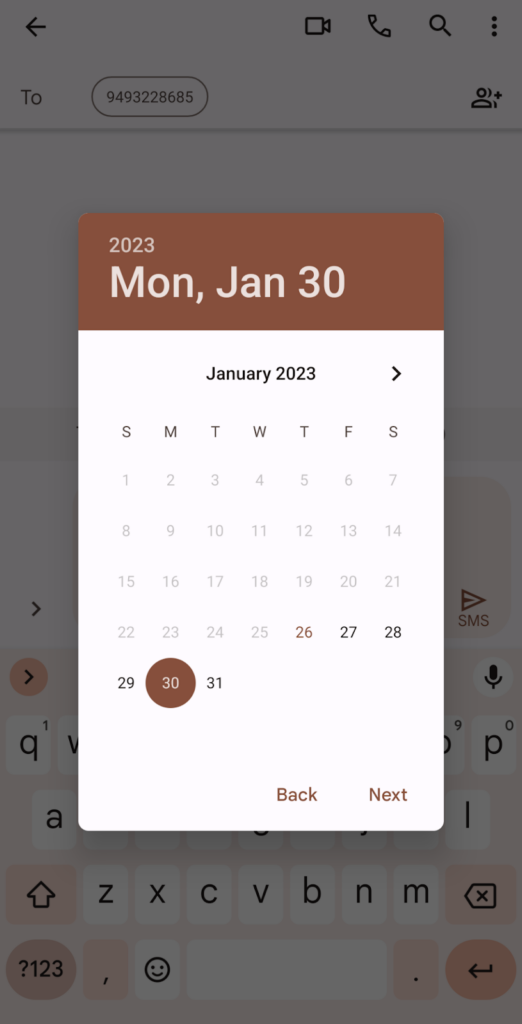 Le calendrier de planification de Google Messages