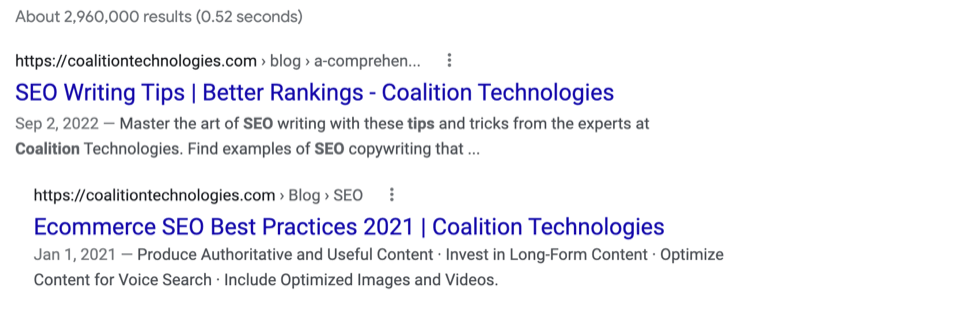 Beispiele für Meta-Beschreibungen von Coalition Technologies