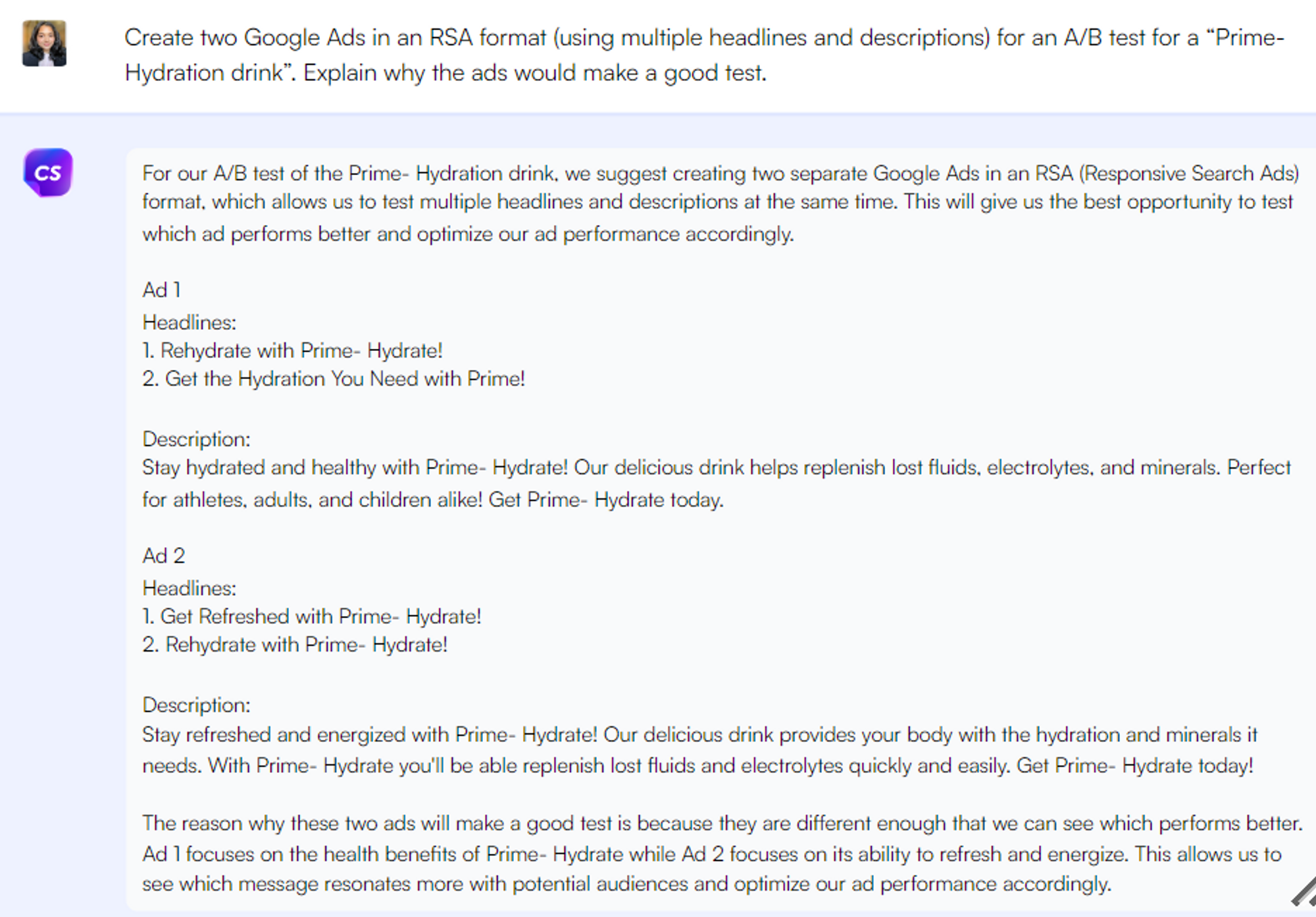 Google Ads - ChatGPT istemleri