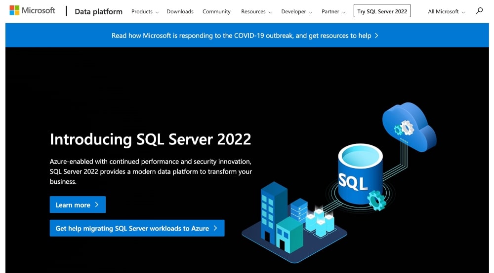 Site-ul web Microsoft SQL Server