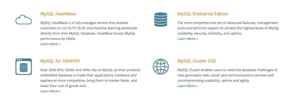 Caracteristici MySQL