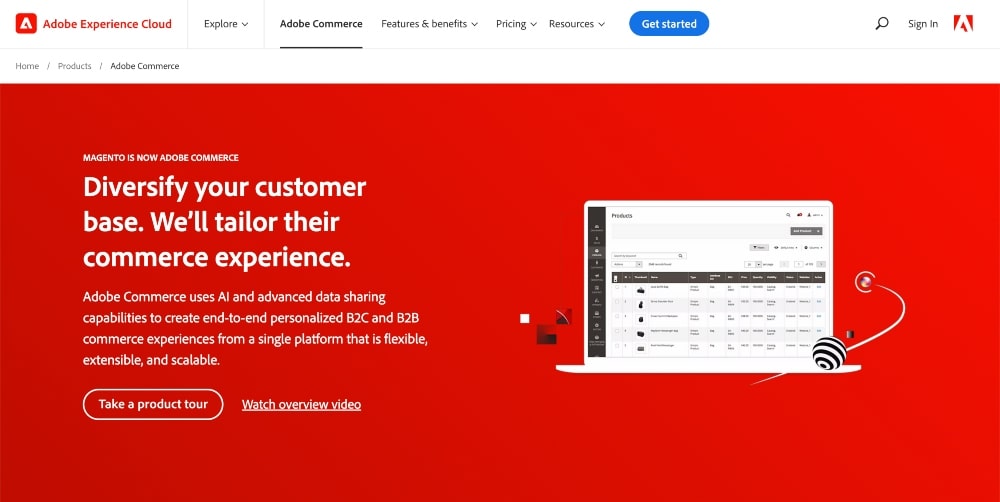 Site-ul Adobe Commerce