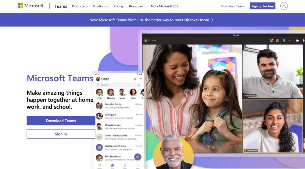 Sito web di Microsoft Teams