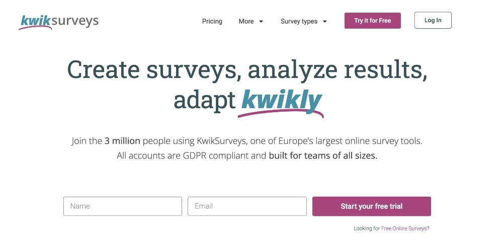 Site Web de KwikSurveys