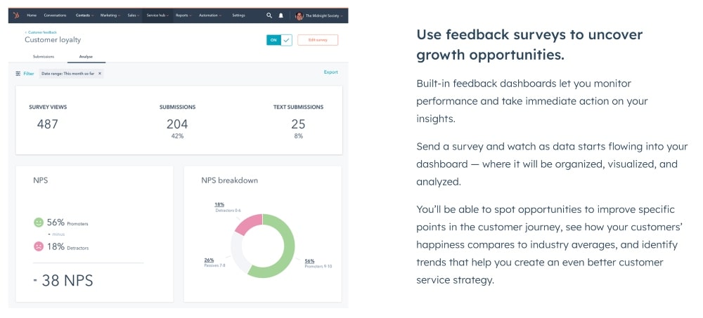 Hubspot Surveys features