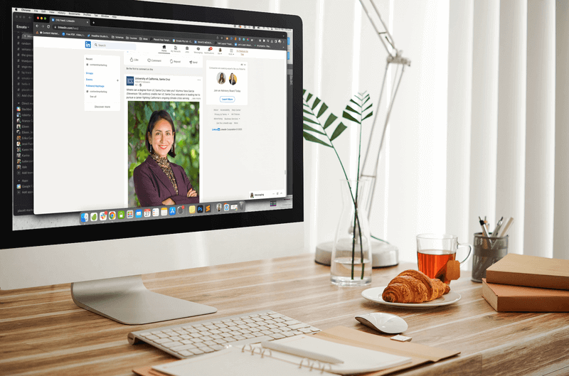 Imac-Mockup mit einem ordentlichen Home-Office-Schreibtisch