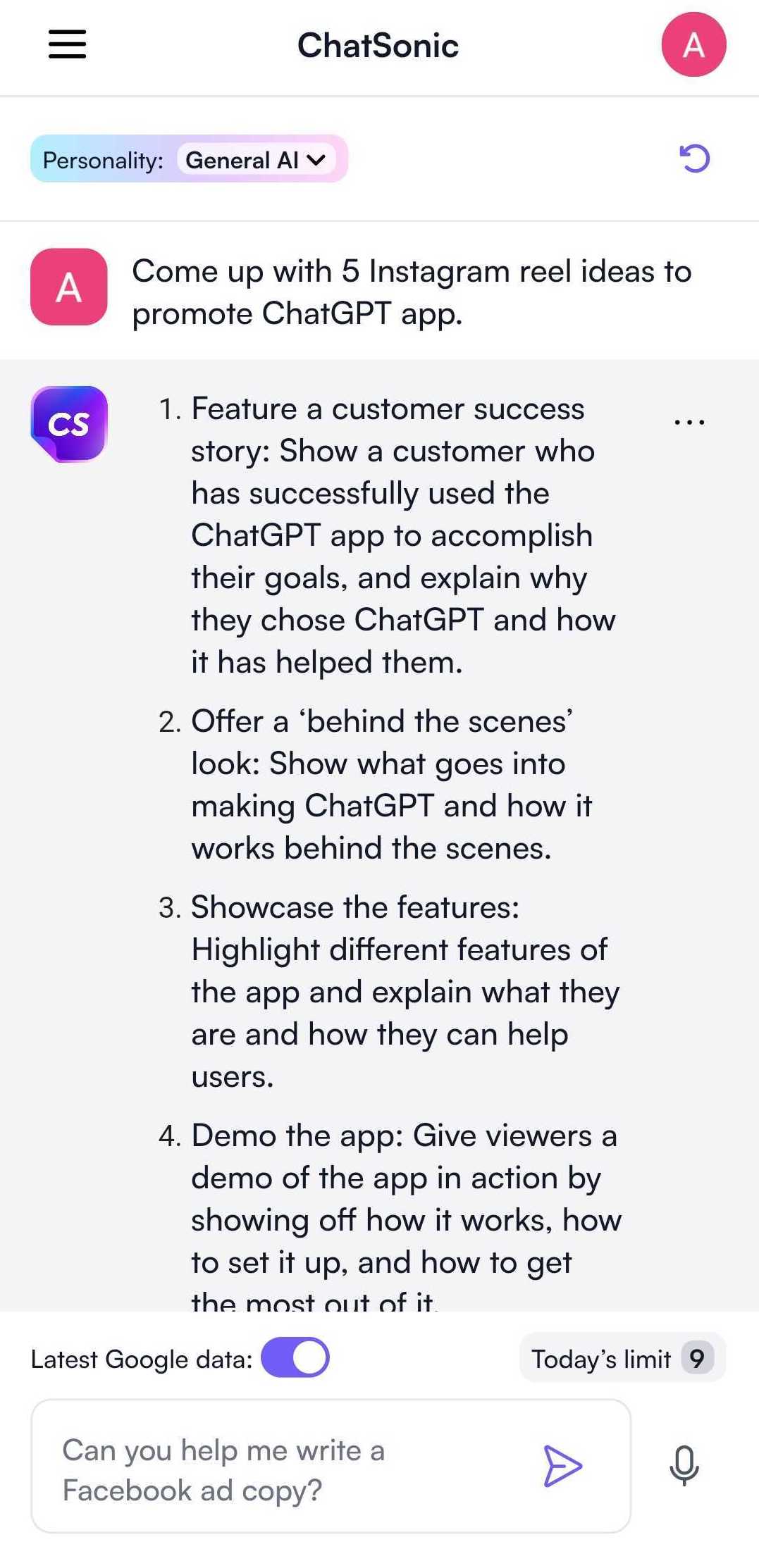 소셜 미디어용 ChatGPT 프롬프트 - ChatGPT 앱