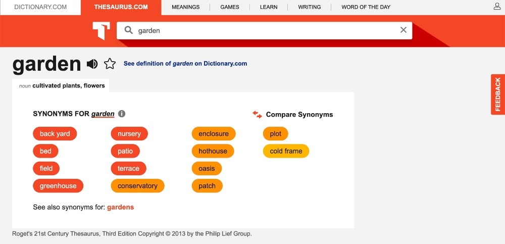 مثال thesaurus.com