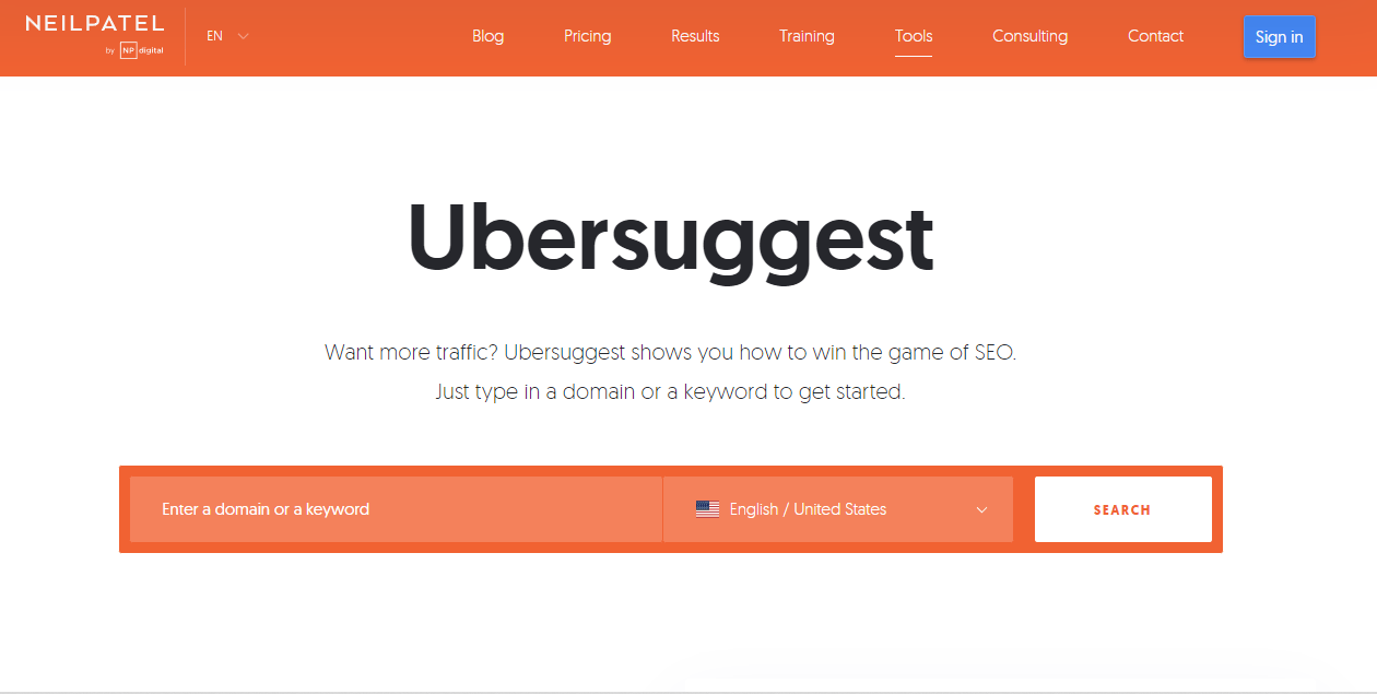 Ubersuggest SEO-Tool