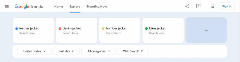 Confronta fino a cinque termini in Google Trends