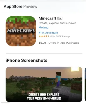 Minecraft'ı indirmek için App Store'u ziyaret edin