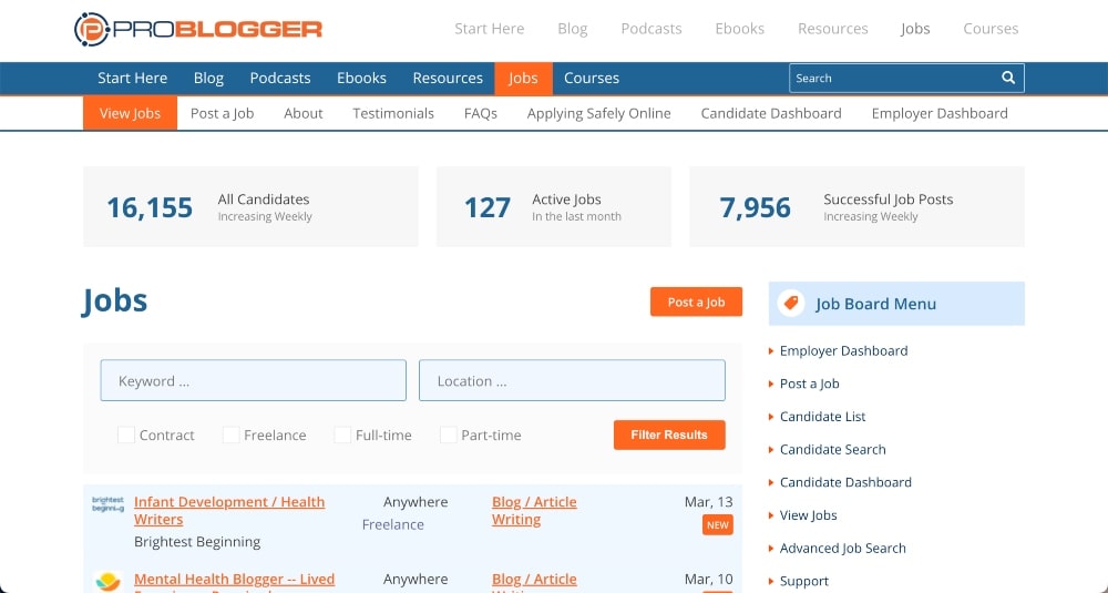 Site d'emploi ProBlogger