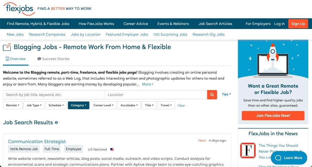 FlexJobs blog işleri yayınlandı